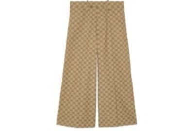 GG canvas pant in camel and ebony US at Gucci